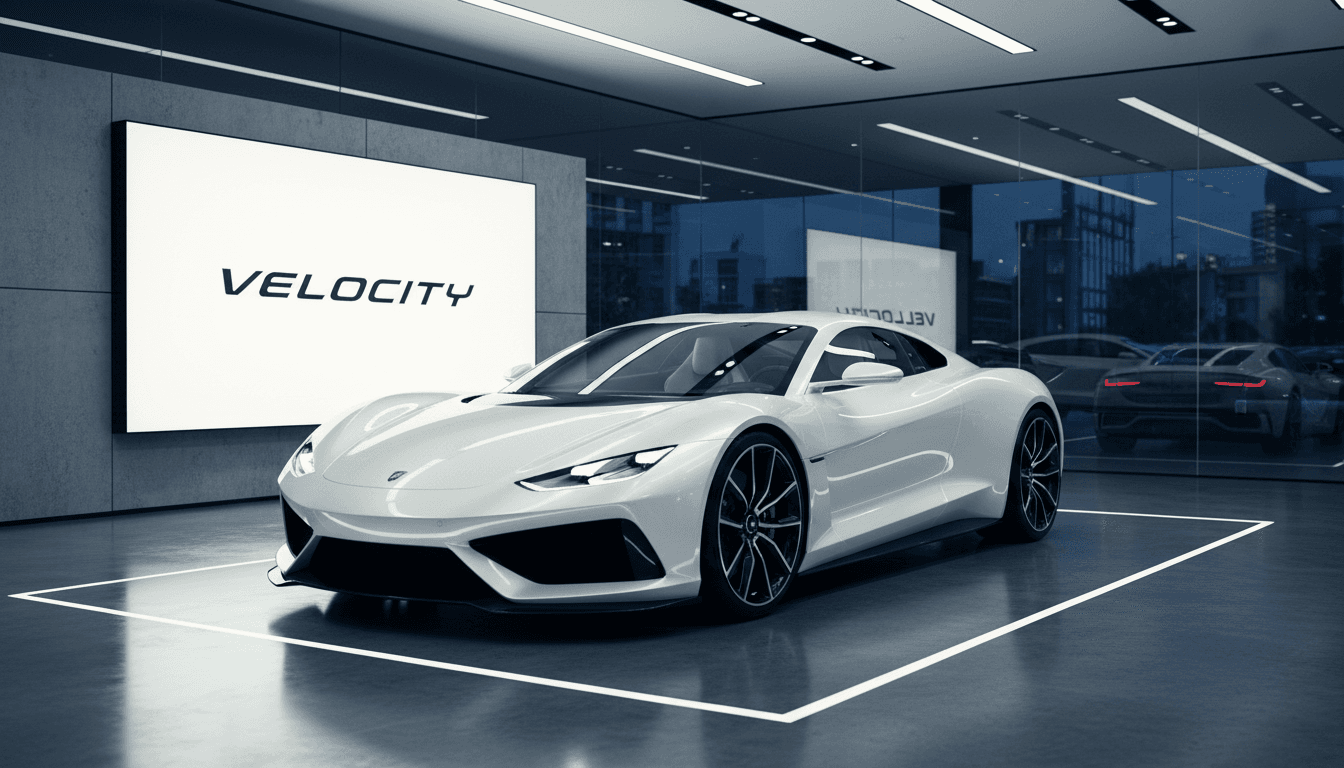Luxury sports car in showroom